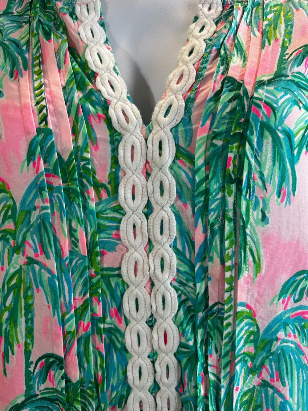 Lilly Pulitzer Hollie Tunic Dress Pink Blossom Suite Views Palm Print NWT L - Picture 4 of 7